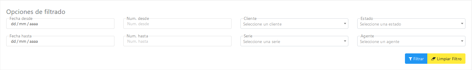 Filtros de Pedidos de Venta